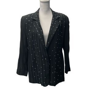 Vintage The Icing‎ Striped Rhinestone Embellished Blazer Jacket Size M Black